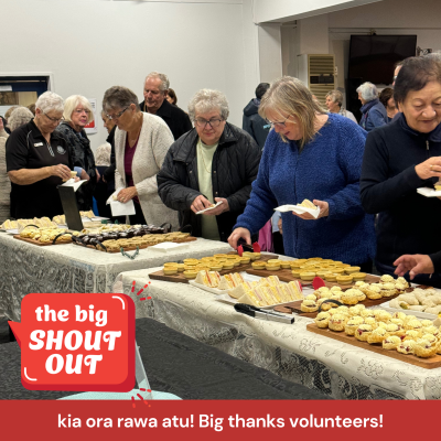 Volunteers enjoy morning tea