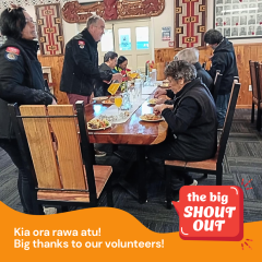 Volunteers enjoying lunch at the Ruatoria RSA